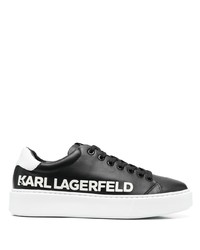 Мужские черно-белые кожаные низкие кеды с принтом от Karl Lagerfeld
