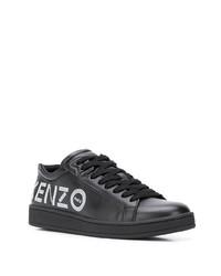 Мужские черно-белые кожаные низкие кеды с принтом от Kenzo