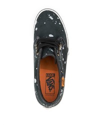 Мужские черно-белые кожаные низкие кеды с принтом от Vans