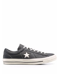 Мужские черно-белые кожаные низкие кеды со звездами от Converse