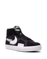 Мужские черно-белые кожаные низкие кеды от Nike