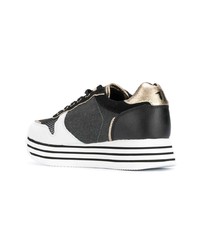 Женские черно-белые кожаные низкие кеды от Trussardi Jeans