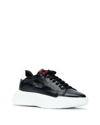 Мужские черно-белые кожаные низкие кеды от Giuliano Galiano