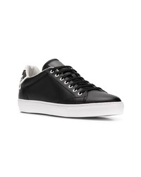 Мужские черно-белые кожаные низкие кеды от Roberto Cavalli