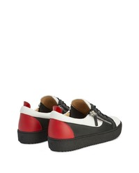 Мужские черно-белые кожаные низкие кеды от Giuseppe Zanotti