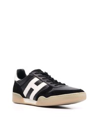 Мужские черно-белые кожаные низкие кеды от Hogan