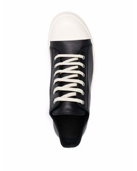 Мужские черно-белые кожаные низкие кеды от Rick Owens