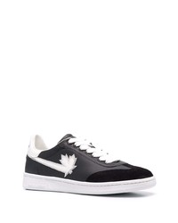 Мужские черно-белые кожаные низкие кеды от DSQUARED2