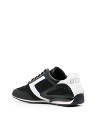 Мужские черно-белые кожаные низкие кеды от BOSS