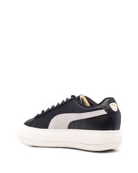 Мужские черно-белые кожаные низкие кеды от Puma