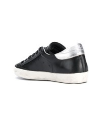 Женские черно-белые кожаные низкие кеды от Philippe Model