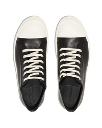 Мужские черно-белые кожаные низкие кеды от Rick Owens