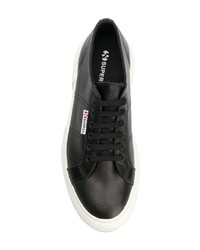 Женские черно-белые кожаные низкие кеды от Superga