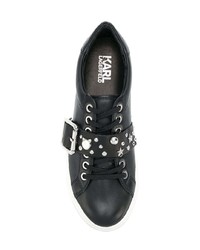 Женские черно-белые кожаные низкие кеды от Karl Lagerfeld