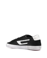 Мужские черно-белые кожаные низкие кеды от Diesel