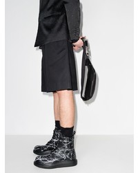 Мужские черно-белые кожаные повседневные ботинки с принтом от Alexander McQueen