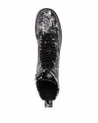 Мужские черно-белые кожаные повседневные ботинки с принтом от DSQUARED2