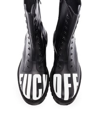 Мужские черно-белые кожаные повседневные ботинки с принтом от Vetements