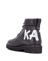 Мужские черно-белые кожаные повседневные ботинки с принтом от Karl Lagerfeld