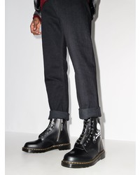 Мужские черно-белые кожаные повседневные ботинки с принтом от Dr. Martens