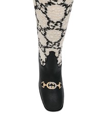 Черно-белые кожаные сапоги от Gucci