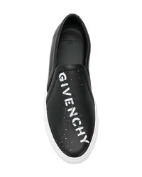 Мужские черно-белые кожаные слипоны с принтом от Givenchy