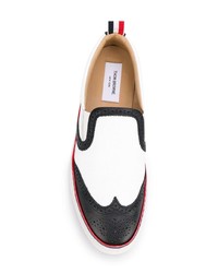 Мужские черно-белые кожаные слипоны от Thom Browne