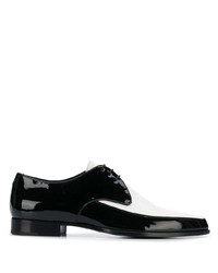 Черно-белые кожаные туфли дерби от Saint Laurent