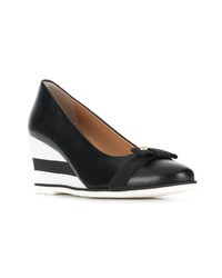 Черно-белые кожаные туфли на танкетке от Baldinini