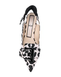 Черно-белые кожаные туфли с леопардовым принтом от N°21
