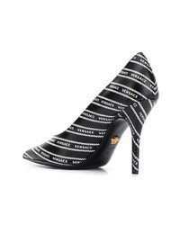 Черно-белые кожаные туфли с принтом от Versace