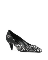 Черно-белые кожаные туфли с принтом от Saint Laurent