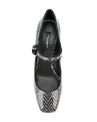 Черно-белые кожаные туфли с принтом от Dolce & Gabbana