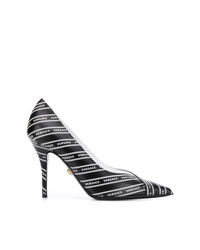 Черно-белые кожаные туфли с принтом от Versace