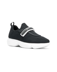 Женские черно-белые кроссовки от Prada