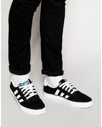 Мужские черно-белые низкие кеды из плотной ткани от adidas