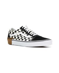 Мужские черно-белые низкие кеды из плотной ткани от Vans