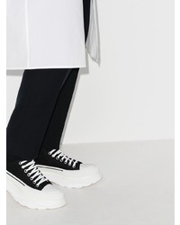 Мужские черно-белые низкие кеды из плотной ткани от Alexander McQueen