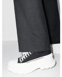 Мужские черно-белые низкие кеды из плотной ткани от Alexander McQueen
