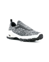 Мужские черно-белые низкие кеды от Prada