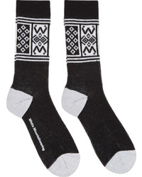 Мужские черно-белые носки с принтом от White Mountaineering