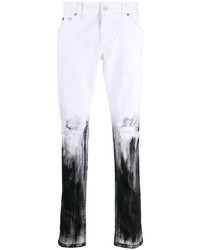 Мужские черно-белые рваные джинсы от Dolce & Gabbana