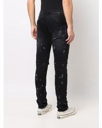 Мужские черно-белые рваные зауженные джинсы от purple brand