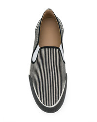 Мужские черно-белые слипоны из плотной ткани от Lanvin