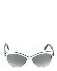 Женские черно-белые солнцезащитные очки от Tom Ford