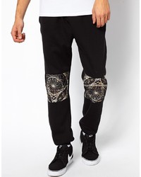 Мужские черно-белые спортивные штаны с принтом от Hype