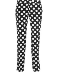Черно-белые узкие брюки в горошек от Moschino