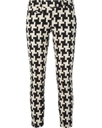 Черно-белые узкие брюки с узором "гусиные лапки" от Dondup