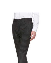 Черно-белые шерстяные брюки чинос в вертикальную полоску от Alexander McQueen