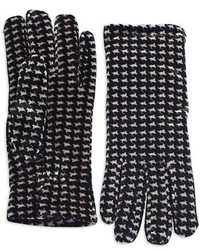 Черно-белые шерстяные перчатки с геометрическим рисунком